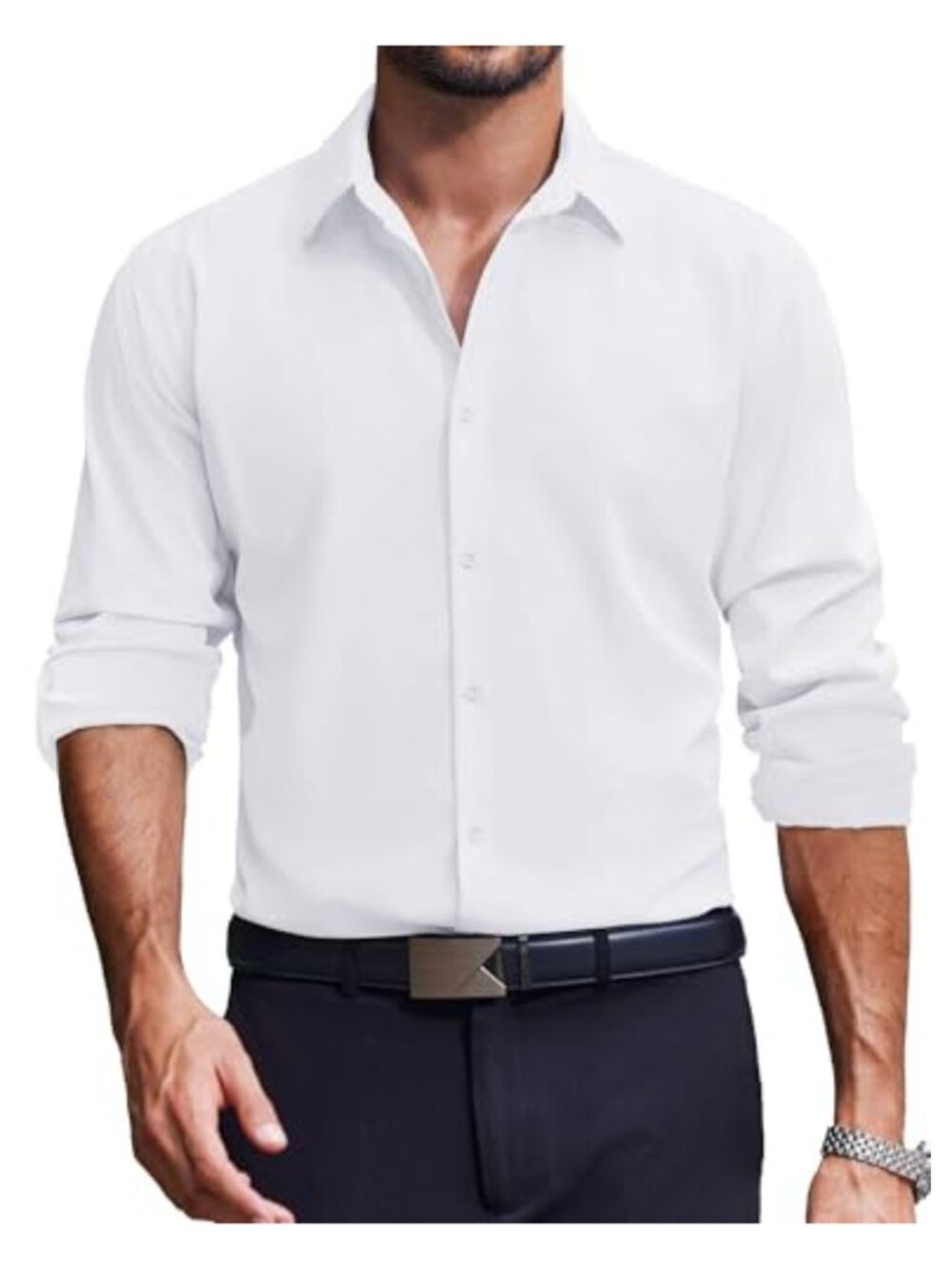 Mens Dress Shirt Long Sleeve Button Down Wrinkle Free Regular Fit